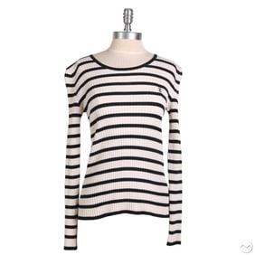 Chanel Boutique Ribbed Knit Striped Top Size 38