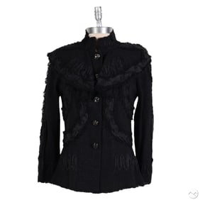 Chanel Women's Black Tweed Blazer Jacket Size 36