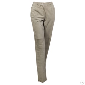 Chanel Beige Suede High-rise Trouser Pants Sz 34