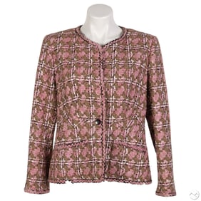 Chanel Pink and Olive Tweed Ladies' Jacket Size 44