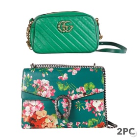 Gucci Green Floral Dionysus & Quilted Bags 2pc LOT