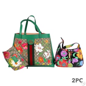 Gucci Flora Ophidia Tote & Jackie Shoulder Bag LOT