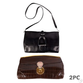 Ralph Lauren Purple Label Leather Handbags 2pc LOT