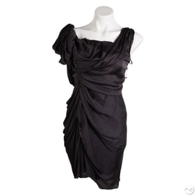 Lanvin Asymmetrical Black Cocktail Dress Size 36