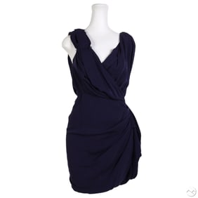 Lanvin Violet Silk Sleeveless Draped Dress Size 38