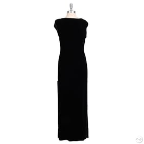 Lanvin Black Velvet Sleeveless Sheath Dress Sz 38