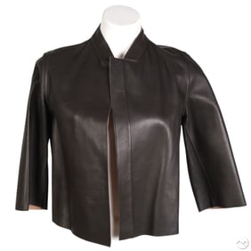 Brunello Cucinelli Brown Leather Jacket Size 42