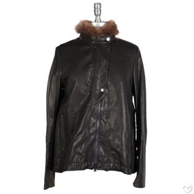 Brunello Cucinelli Olive Leather Jacket Size 42