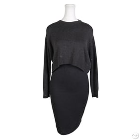 Brunello Cucinelli Gray Cotton Dress & Sweater SET