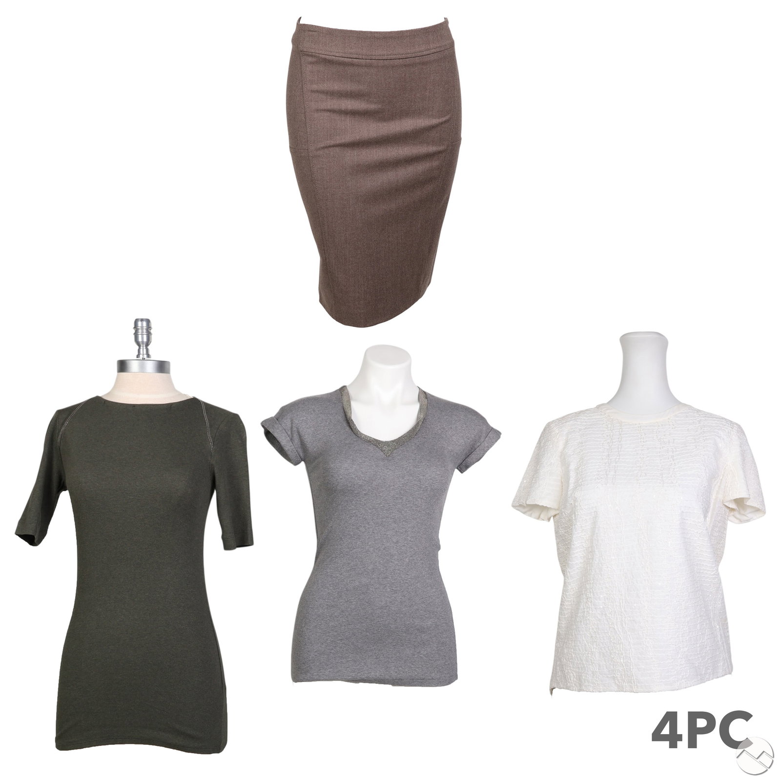 Brunello Cucinelli Top, Tees & Wool Skirt 4pc LOT (1 of 11)