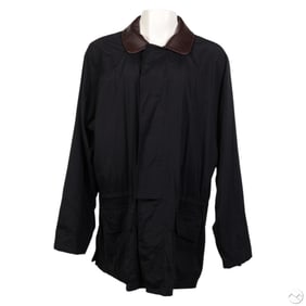 Loro Piana Black Nylon Jacket With Leather Collar