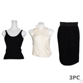 Giorgio Armani Silk Tops & Pleated Skirt 3pc LOT