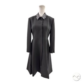 Miu Miu Black Sequin Embellished Collar Coat Sz 42