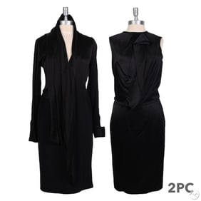 Martin Grant Silk and Jersey Black Dress 2pc LOT