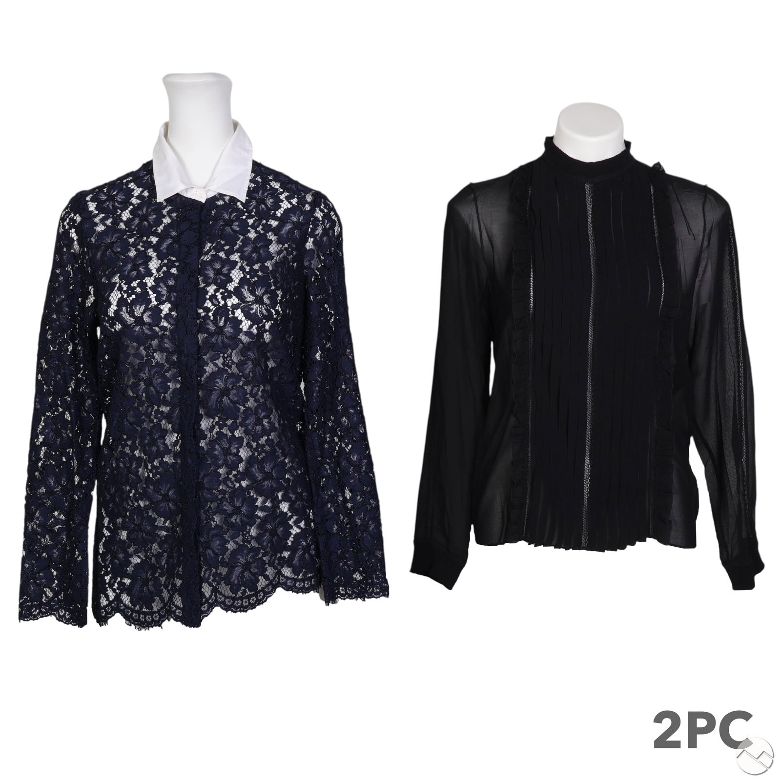 Sandro Floral Lace & Black Ruffled Shirt 2pc LOT (1 of 7)