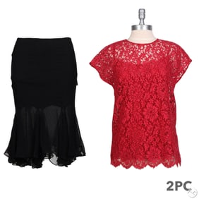 Dolce Gabbana Lace Top & Tom Ford Silk Skirt LOT