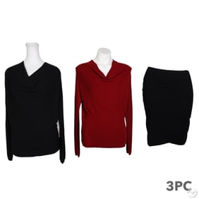 Donna Karan Designer Sweaters and Skirt 3pc LOT