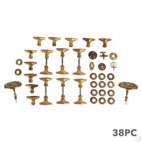 Antique Style Brass Door Handles Hardware 38pc LOT