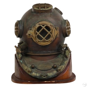 US N Mark V Copper and Brass Diving Helmet Replica