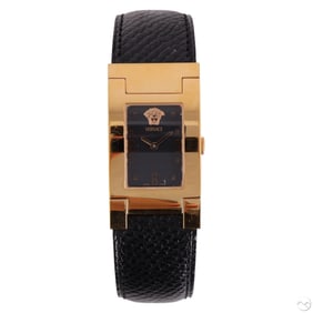 Versace ALQ90 Rectangle Face Gold Plate Wristwatch