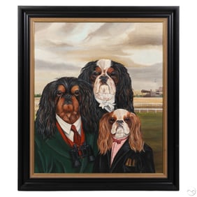 Henri Busy b.1937 Cavaliers at the Races Painting