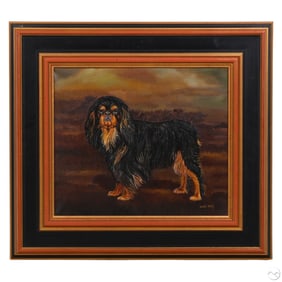 Henri Busy b.1937 Charles Cavalier Dog Painting