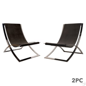 Ralph Lauren Pair of Leather Canyon Sling Chairs