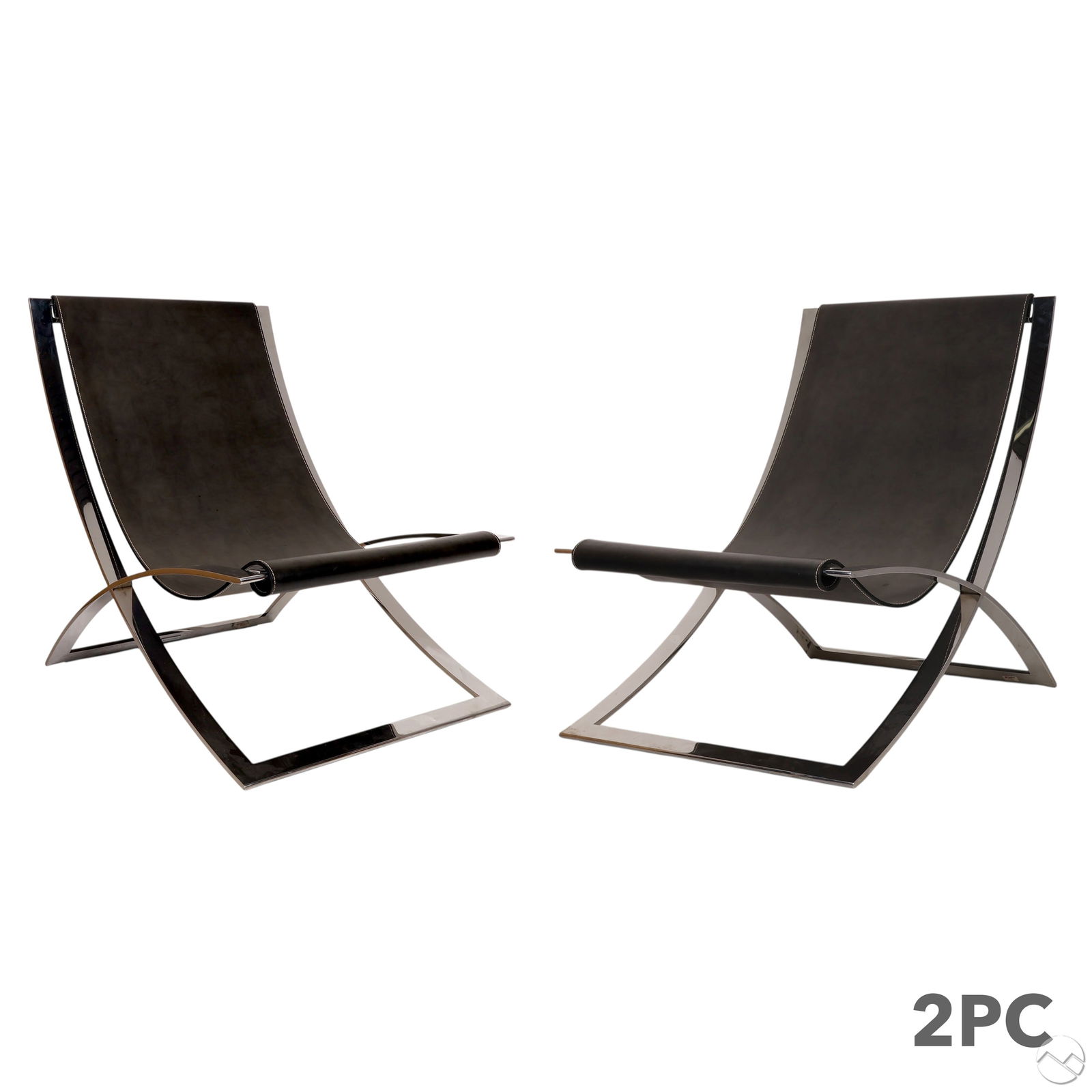 Ralph Lauren Pair of Leather Canyon Sling Chairs (1 of 6)