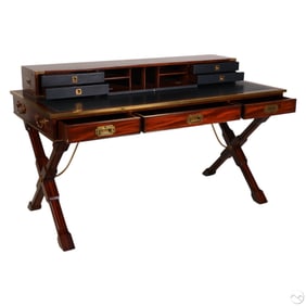 Ralph Lauren RL Wood Brass Mounted Campaign Desk