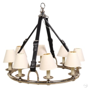 Ralph Lauren Leather Chrome Wide Riley Chandelier