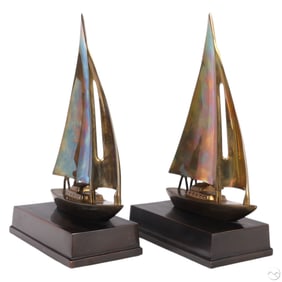 Ralph Lauren Brass Vintage Style Sailboat Bookends