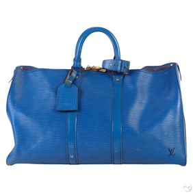 Louis Vuitton Toledo Blue Leather Epi Keepall Bag