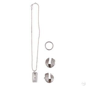 Tiffany & Co Sterling Ring Necklace & Earrings LOT