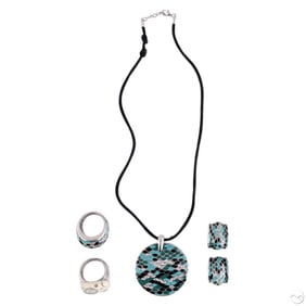 Belle Etoile Sterling Enamel Necklace Ring Earring