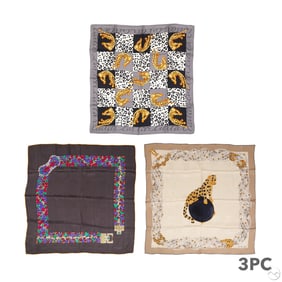 Must de Cartier Paris Designer Silk Scarf 3pc LOT