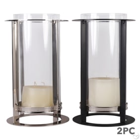 Ralph Lauren Glass Hurricane Candle Holder 2pc LOT