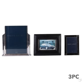 Ralph Lauren Leather & Plated Photo Frame 3pc LOT