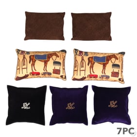 Ralph Lauren Velvet Leather Equine Pillow 7pc LOT
