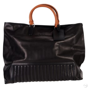 Ralph Lauren Black Quilted RL Leather Tote Bag