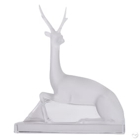 Lalique France Frosted Crystal Stag Deer Sculpture
