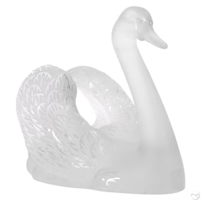 Lalique Crystal Cygne Swan Head Up Glass Sculpture