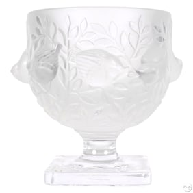 Lalique Frosted Crystal Art Glass Elizabeth Vase