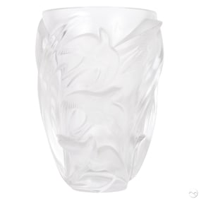 Lalique France Crystal Martinets Swallow Bird Vase