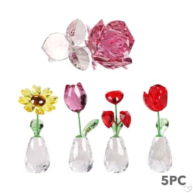 Swarovski Flower Dreams and Pink Rose Figurine LOT