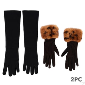 Louis Vuitton Mink Monogram and Black Glove LOT