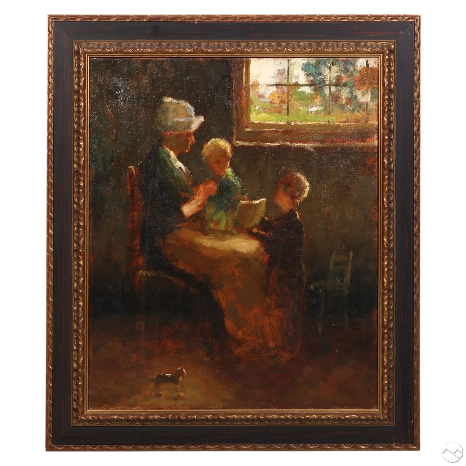 Antique Impressionist Woman and Children Painting (1 of 5)
