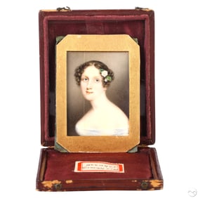 Antique Hand Painted Historic Miniature Portrait