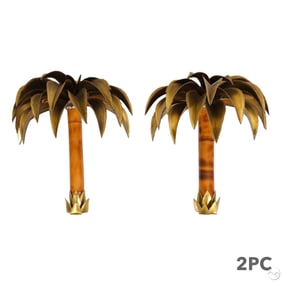 Hans Kogl Style Pair Brass Palm Tree Wall Sconces