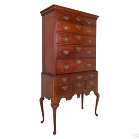 19C Antique Tall Queen Anne Style High Boy Dresser