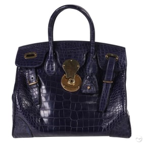 Ralph Lauren Ricky 33 Blue Crocodile Leather Bag